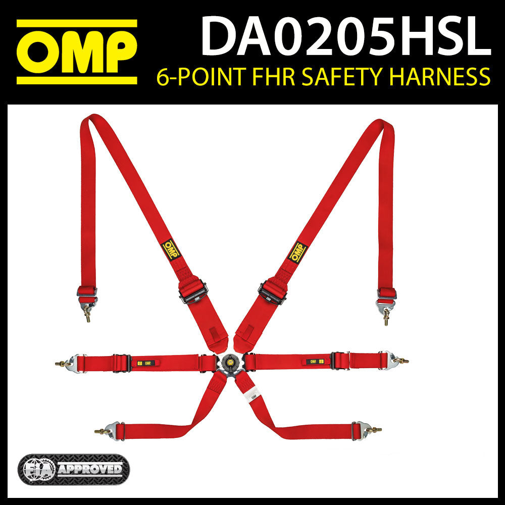 DA0205HSL OMP RACING SAFETY HARNESS BELTS 6-POINT SALOON FHR ONLY FIA 8853-2016