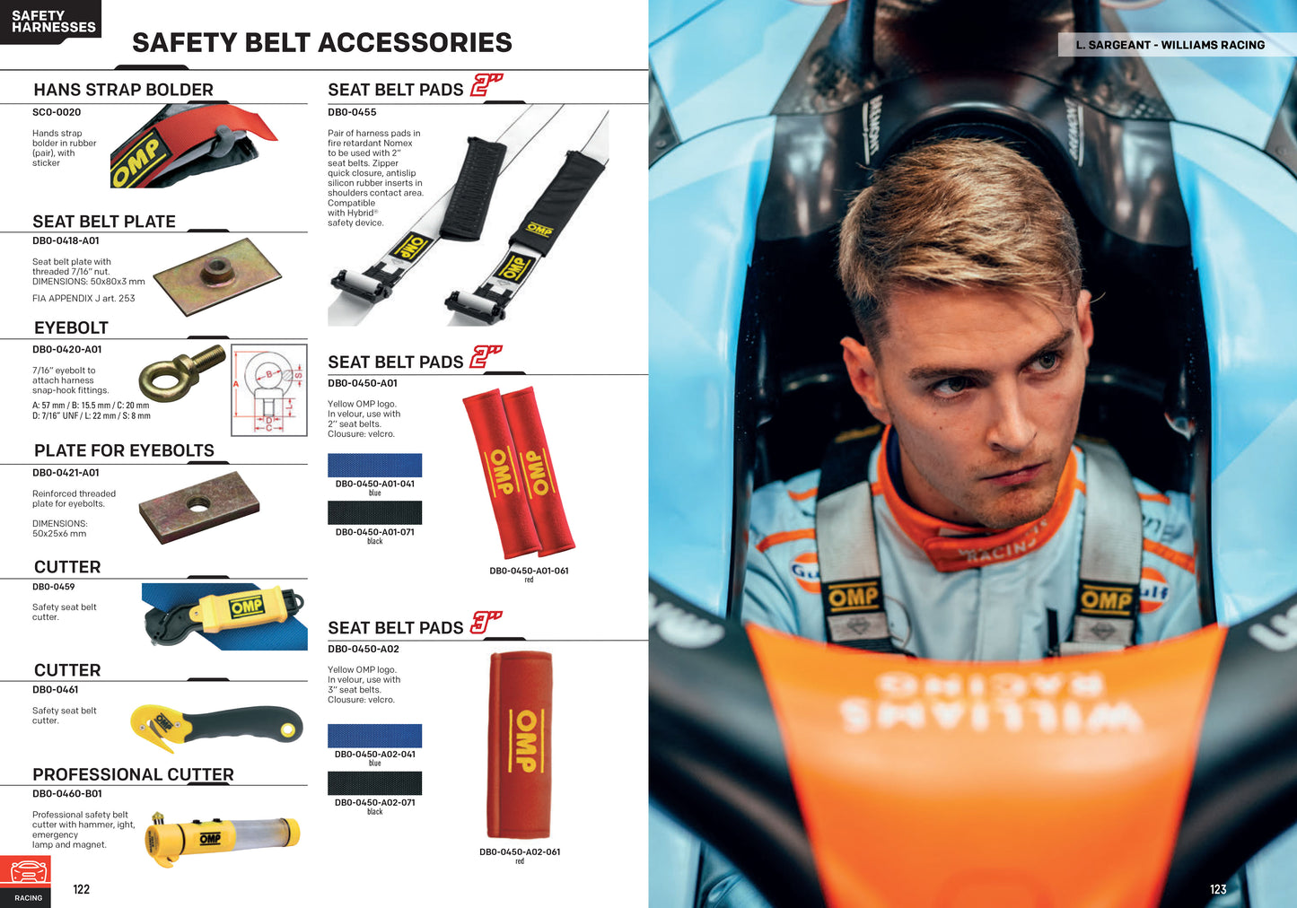 DB0-0418 OMP Racing Harness Belts Fixing Plates (Pack of 4) FIA Spec Race Rally