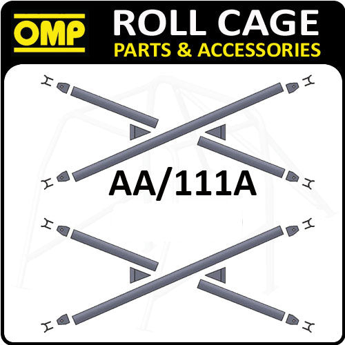 AA/111A OMP UN-WELDED DOOR BAR X-BRACE CROSS REINFORCEMENTS FIA APPROVED - PAIR!