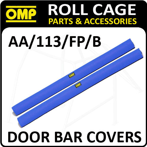 AA/113/FP/B OMP ROLL CAGE DOOR BAR COVERS 100cm BLUE VELOUR + RIP TAPE CLOSING!