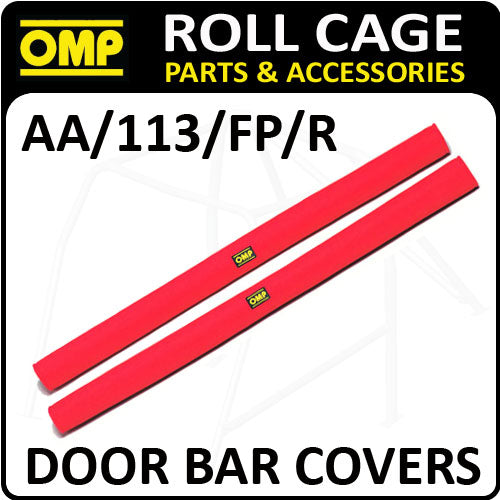 AA/113/FP/R OMP ROLL CAGE DOOR BAR COVERS 100cm RED VELOUR + RIP TAPE CLOSING!