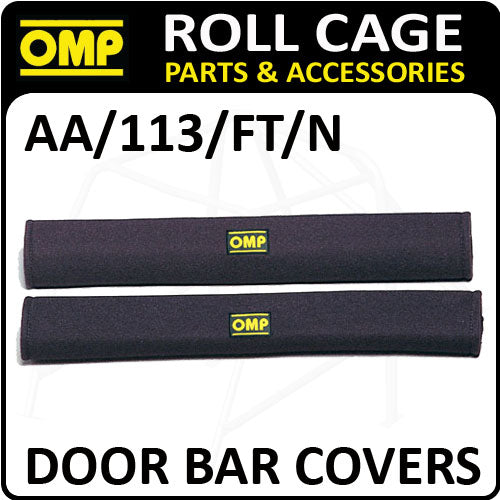 AA/113/FT/N OMP ROLL CAGE DOOR BAR COVERS 50cm BLACK VELOUR + RIP TAPE CLOSING!