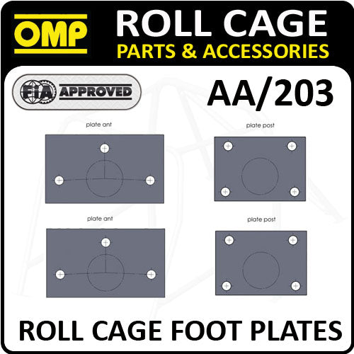 AA/203 OMP ROLL CAGE FIXING FOOT PLATES WELD IN FRONT/REAR - FIA APPROVED!