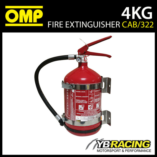 CAB/322 OMP Racing Hand Held Fire Extinguisher Steel 160mm 4kgs Powder EN3