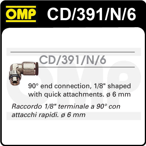CD/391/N/6 OMP PLATINUM FIRE EXTINGUISHER 6mm CONNECTION 90 RIGHT ANGLE 1/8"