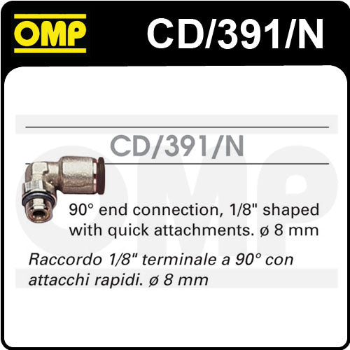 CD/391/N OMP PLATINUM FIRE EXTINGUISHER 8mm CONNECTION 90 RIGHT ANGLE 1/8"