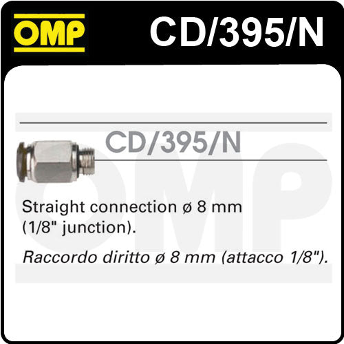 CD/395/N OMP PLATINUM FIRE EXTINGUISHER 8mm CONNECTION STRAIGHT 1/8" JUNCTION