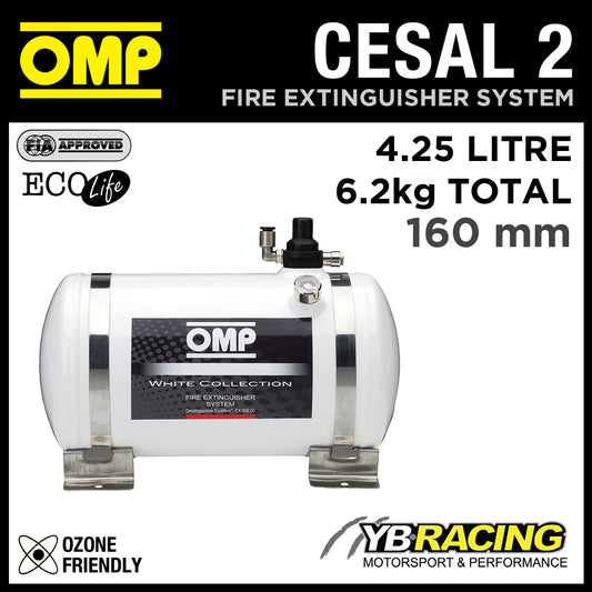 CESAL2 OMP Racing Fire Extinguisher System 315mm White Collection 4.25L Ecolife