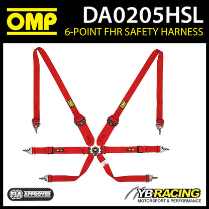 DA0205HSL OMP RACING SAFETY HARNESS BELTS 6-POINT SALOON FHR ONLY FIA 8853-2016