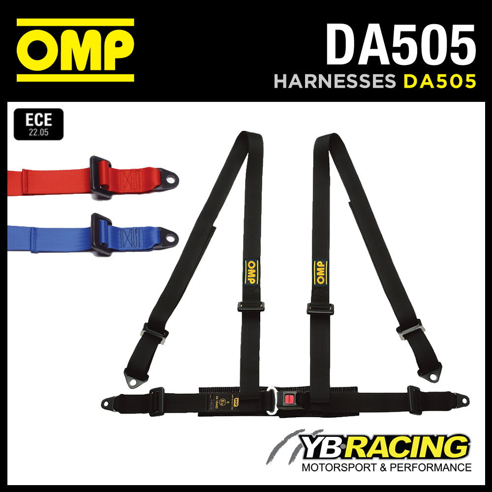 DA505 OMP 'ROAD 4' HARNESS ROAD CAR BELTS 4-POINT BOLT-IN - RED / BLACK / BLUE