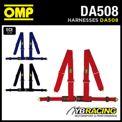 DA508 OMP 'RACING 4M" HARNESS 3" SHOULDER STRAPS SNAP-HOOK RED / BLACK / BLUE