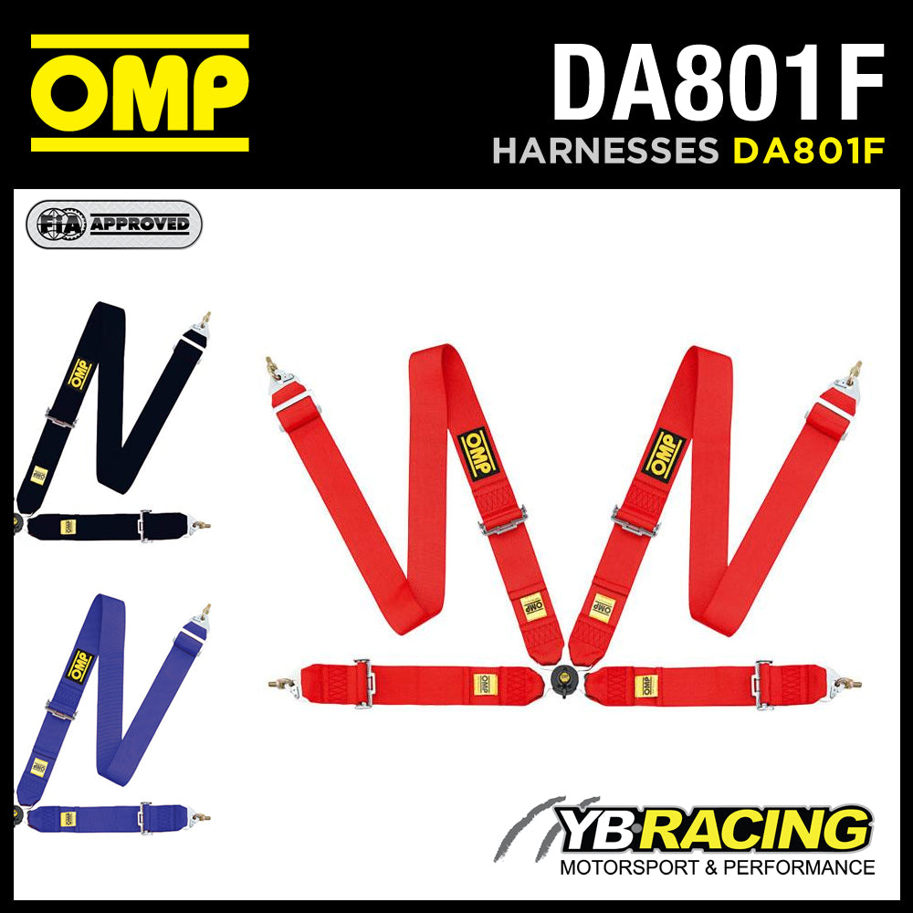 OMP 801F RACING HARNESS HANS FRIENDLY 4-POINT 3" BELTS FIA 8854/98