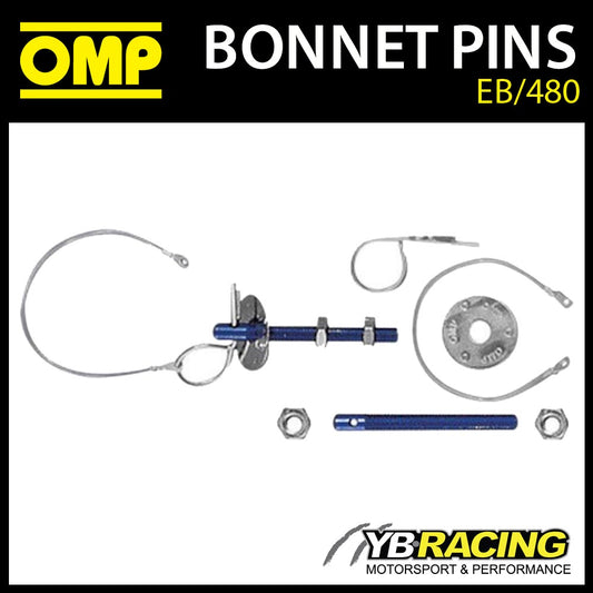 EB/480 OMP RACING BONNET PINS SMALL PIN STAINLESS STEEL M10 ALUMINIUM BLUE