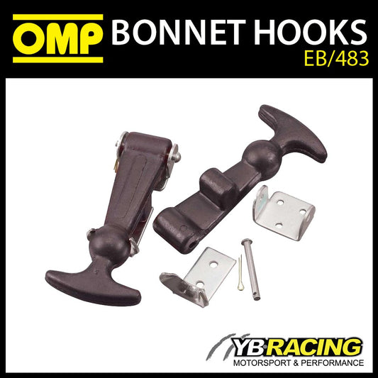 EB/483 OMP BONNET SECURING LARGE RUBBER HOOK SET - IDEAL FOR CLASSIC RACE CARS!