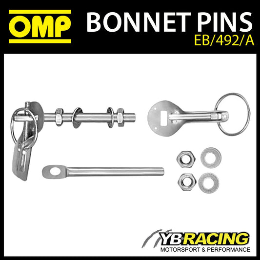 EB/492/A OMP RACING QUICK RELEASE BONNET PINS SILVER ALUMINIUM - PACK OF 2