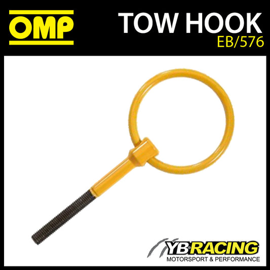 EB/576 OMP RACING TOW HOOK 80mm FIA APPROVED - STAINLESS STEEL PAINTED YELLOW