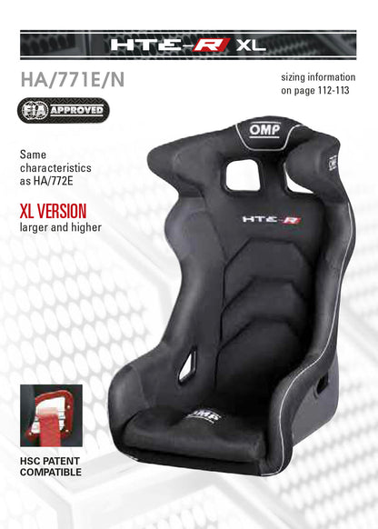 HA/771E OMP HTE-R XL RACE RALLY SEAT FIA EXTRA LARGE VERSION XL LARGER & HIGHER!