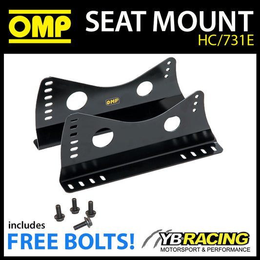 HC/731E OMP RACE SEAT MOUNT SIDE BRACKETS BLACK STEEL FIA APPROVED inc BOLTS!