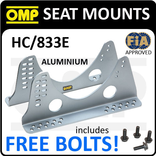HC/833E OMP RACING ADJUSTABLE SEAT MOUNT BRACKETS in ALUMINIUM SILVER 6mm FIA