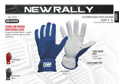 OMP Rally Gloves Short Style in Suede Material Leather Driving in 3 Colours