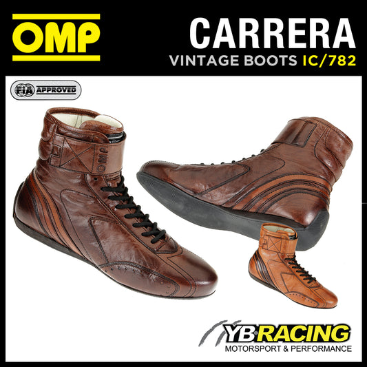 SALE! IC/782 OMP CARRERA VINTAGE RACING BOOTS FIREPROOF CLASSIC LEATHER STYLE