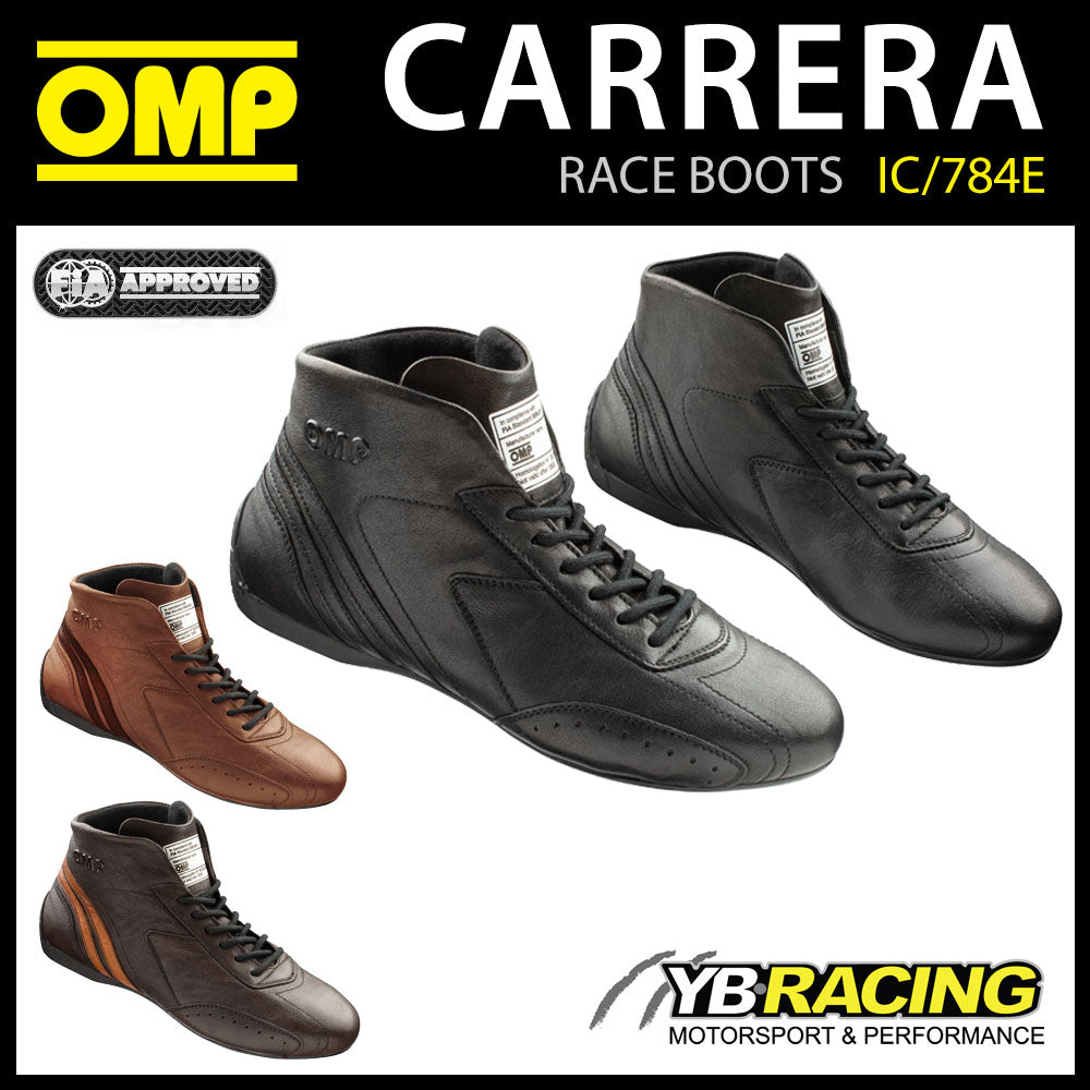 OMP Carrera Vintage Racing Driver Boots Classic Leather Fireproof FIA 8856-2018