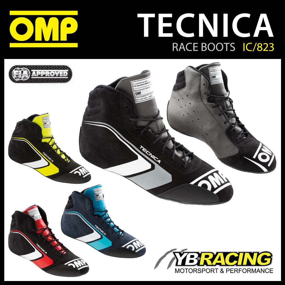 OMP Tecnica Race Boots Professional Leather Shoes Fireproof FIA 8856-2018 Spec