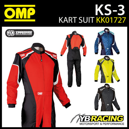 OMP KS3 Adult Kart Suit Go-Karting CIK-FIA Level 2 Approved in 7 Colour Designs