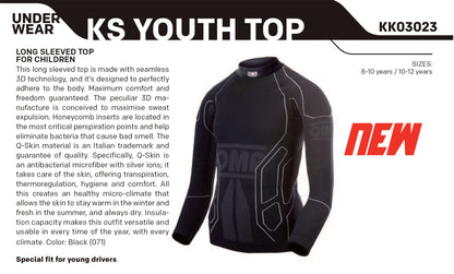 Sale! OMP KS Kart Youth Top Long Sleeve Karting T-Shirt Cadet Child Age 8-10 Yrs