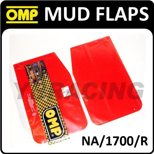 NA/1700/R OMP RACING RALLY MUD FLAPS 50x30mm in RED POLYETHYLENE 1.5mm 1 PAIR