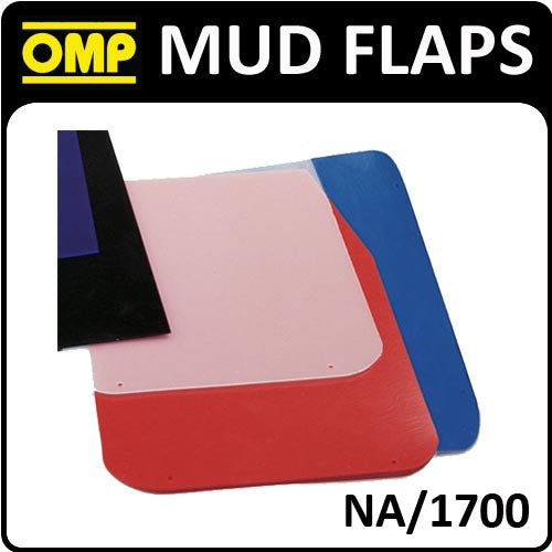 NA/1700 OMP RACING RALLY MUD FLAPS 50x30mm in CLEAR POLYETHYLENE 1.5mm 1 PAIR