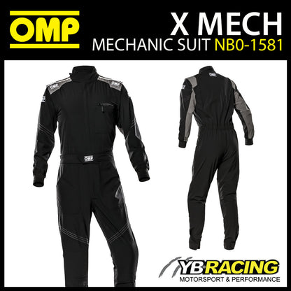 OMP X Mech Stretch Suit Mechanic Overalls Pitcrew Garage Teamwear Go-Karting