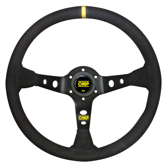 OD/1954/N OMP CORSICA LEATHER STEERING WHEEL 350mm BLACK ANODIZED SPOKES