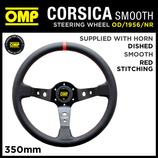 OD/1956/NR OMP CORSICA STEERING WHEEL LEATHER 350mm BLACK/RED SPECIAL EDITION