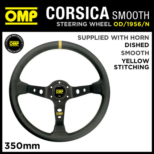OD/1956/N OMP CORSICA STEERING WHEEL SMOOTH LEATHER 350mm BLACK ANODIZED SPOKES