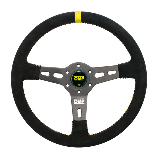 OD/2055/N OMP RS STEERING WHEEL 350mm Black Suede Leather with Aluminium Spokes