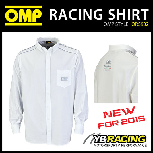 Sale! OMP Racing Spirit Shirt Long Sleeve Cotton White/Grey Teamwear Pitcrew