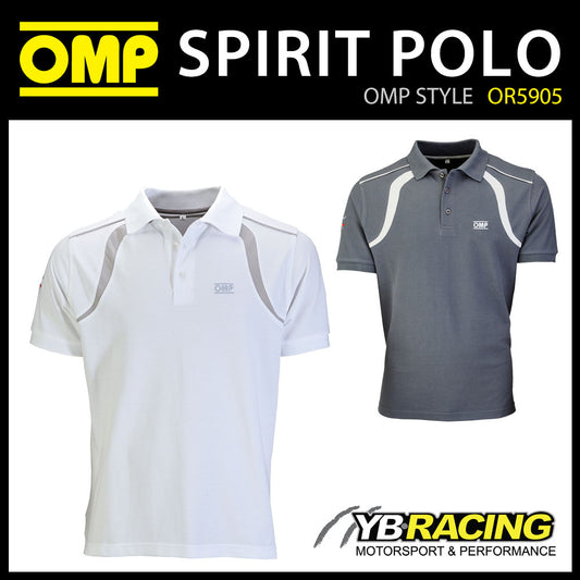 SALE! OR5905 OMP RACING SPIRIT POLO SHIRT COTTON FABRIC in WHITE or GREY S-XXL