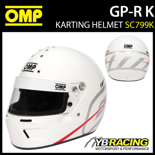 Sale! SC799K OMP GP-R K 2021 Karting Helmet Full Face White SNELL-K Approved