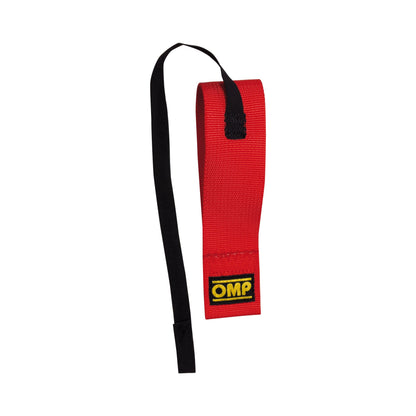 EB/580/R OMP RACING TOW HOOK RED 2 inch ELASTIC CHASSIS STRAP FIA APPROVED