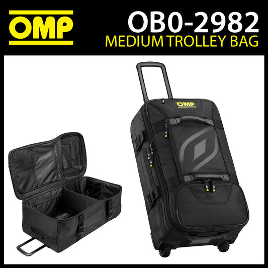 Sac à roulettes de taille moyenne OMP Racing OB0-2982, sac de transport pour équipement de course, 86 L, 38 x 33 x 70 cm