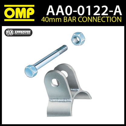 AA/122 OMP Arceau de sécurité 40 mm Connexion de barre + écrou/boulon (1) Approuvé par la FIA ! Course/Rallye