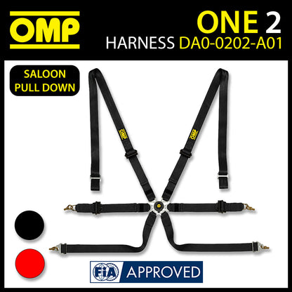 OMP Racing Harness ONE 2" Saloon Pull Down Safety Belts 6-Point FHR FIA 8853
