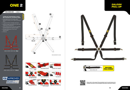 OMP Racing Harness ONE 2" Saloon Pull Down Safety Belts 6-Point FHR FIA 8853