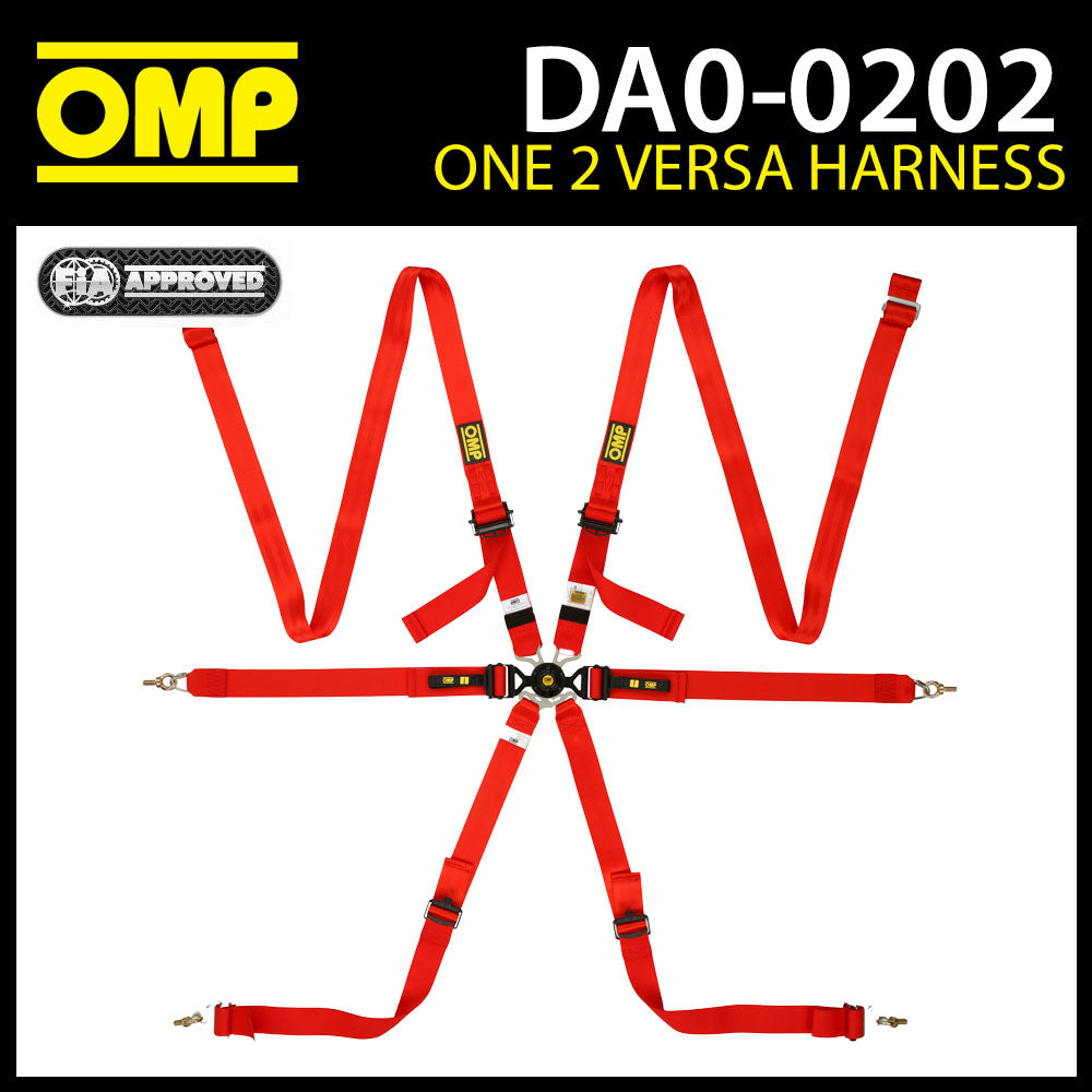 OMP Safety Harness Belts ONE 2" Versa Red for Endurance Racing FIA Motorsport