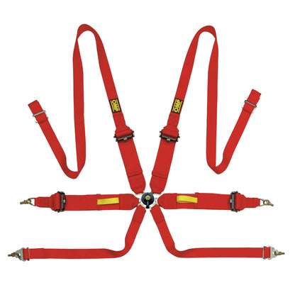 OMP Racing Harness TECNICA 3+2" Pull Up Safety Belts 6-Point FHR FIA 8853-2016