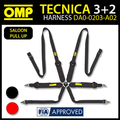OMP Racing Harness TECNICA 3+2" Pull Up Safety Belts 6-Point FHR FIA 8853-2016