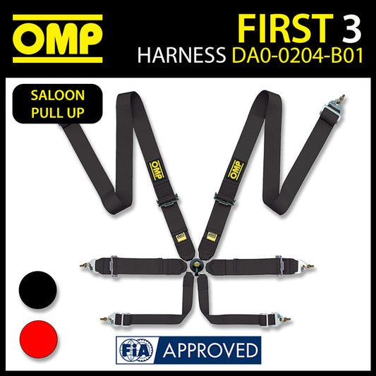 OMP Racing Harness FIRST 3" Pull Up 6-Point Entry Level Safety Belts FHR FIA