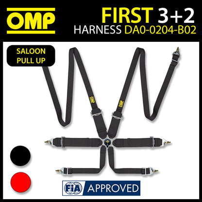 OMP Racing Harness FIRST 3+2" Pull Up 6-Point Entry Level Safety Belts FHR FIA