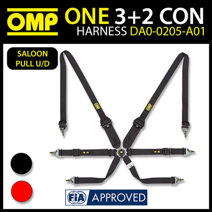 OMP Racing Harness ONE 3+2 Convertible Pull Up/Down Safety Belts 6-Point FHR FIA